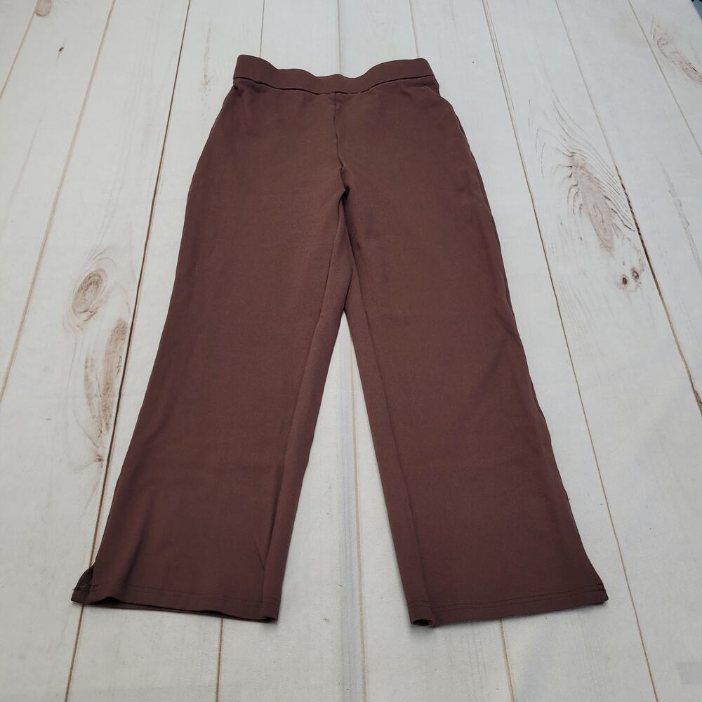 OGL pull on brown stretch crop pants culottes wide leg straight small